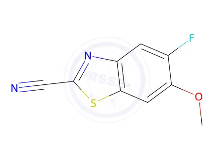 Chemical structure of 5-Fluoro-6-methoxybenzo[d]thiazole-2-carbonitrile