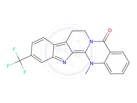 Chemical structure of 8,14-Dihydro-14-methyl-11-(trifluoromethyl)-indolo[2',3':3,4]pyrido[2,1-b]quinazolin-5(7H)-one