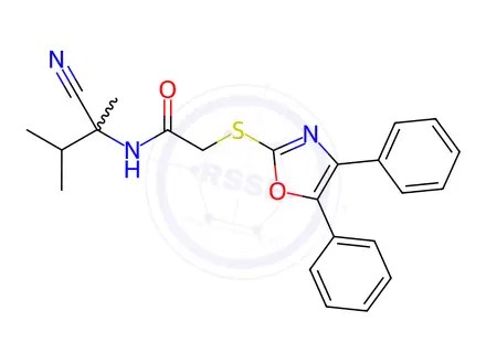 Chemical structure of N-(2-Cyano-3-methylbutan-2-yl)-2-((4,5-diphenyloxazol-2-yl)thio)acetamide