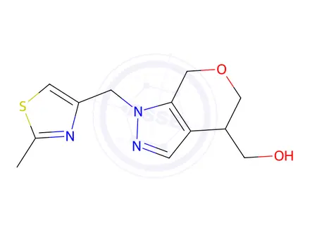 Chemical structure of (1-((2-Methylthiazol-4-yl)methyl)-1,4,5,7-tetrahydropyrano[3,4-c]pyrazol-4-yl)methanol