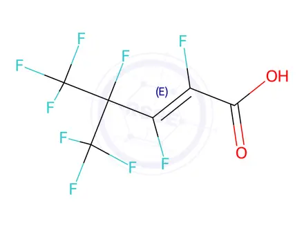 Chemical structure of (E)-2,3,4,5,5,5-Hexafluoro-4-(trifluoromethyl)pent-2-enoic acid