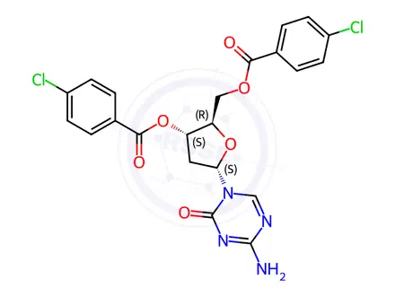 Chemical structure of 4-Amino-1-[3,5-bis-O-(4-chlorobenzoyl)-2-deoxy-a-D-erythro-pentofuranosyl]-1,3,5-triazin-2(1H)-one
