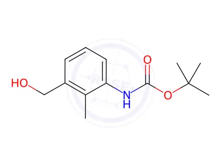 Chemical structure of Carbamic acid, N-[3-(hydroxymethyl)-2-methylphenyl]-, 1,1-dimethylethyl ester