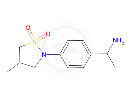 Chemical structure of 2-(4-(1-Aminoethyl)phenyl)-4-methylisothiazolidine 1,1-dioxide