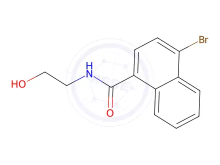 Chemical structure of 4-Bromo-N-(2-hydroxyethyl)naphthalene-1-carboxamide