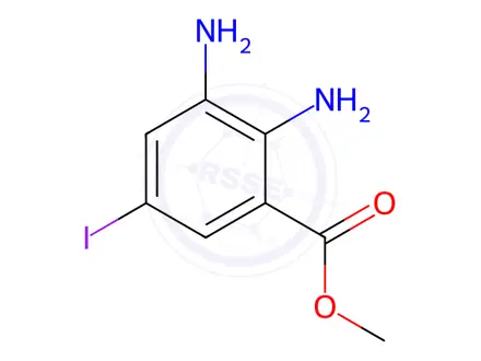 Chemical structure of Benzoic acid, 2,3-diamino-5-iodo-, methyl ester