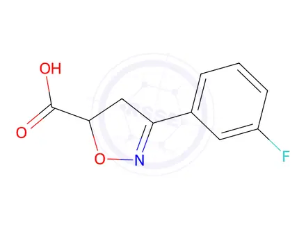 Chemical structure of 3-(3-fluorophenyl)-4,5-dihydro-1,2-oxazole-5-carboxylic Acid