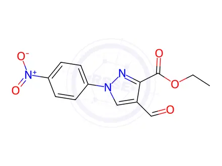 Chemical structure of Ethyl 4-formyl-1-(4-nitrophenyl)-1H-pyrazole-3-carboxylate