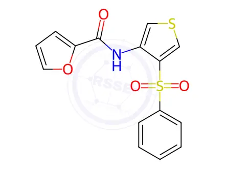 Chemical structure of N-(4-(phenylsulfonyl)thiophen-3-yl)furan-2-carboxamide