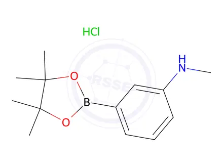 Chemical structure of N-Methyl-3-(tetramethyl-1,3,2-dioxaborolan-2-yl)aniline hydrochloride