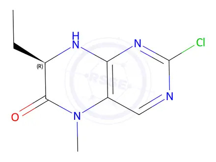 Chemical structure of (R)-2-Chloro-7-ethyl-5-methyl-7,8-dihydropteridin-6(5H)-one