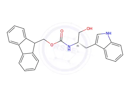 Chemical structure of (S)-(9H-Fluoren-9-yl)methyl (1-hydroxy-3-(1H-indol-3-yl)propan-2-yl)carbamate