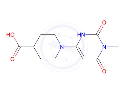 Chemical structure of 1-(1-Methyl-2,6-dioxo-1,2,3,6-tetrahydropyrimidin-4-yl)piperidine-4-carboxylic acid