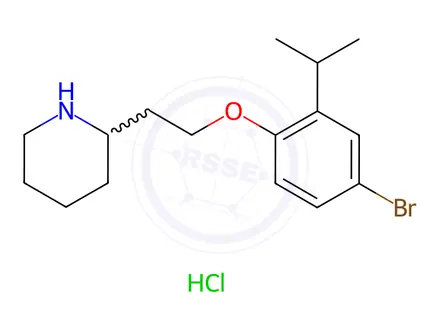 Chemical structure of 2-[2-(4-Bromo-2-isopropylphenoxy)ethyl]piperidine hydrochloride