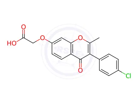 Chemical structure of {[3-(4-chlorophenyl)-2-methyl-4-oxo-4H-chromen-7-yl]oxy}acetic acid