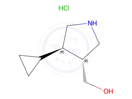 Chemical structure of ((3R,4R)-4-cyclopropylpyrrolidin-3-yl)methanol hydrochloride