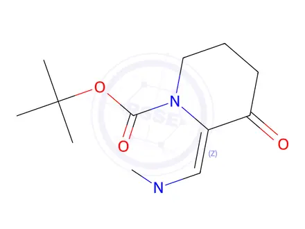 Chemical structure of 2-Dimethylaminomethylene-3-oxo-piperidine-1-carboxylic acid tert-butyl ester