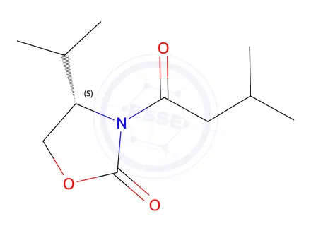 Chemical structure of (S)-4-Isopropyl-3-(3-methylbutanoyl)oxazolidin-2-one