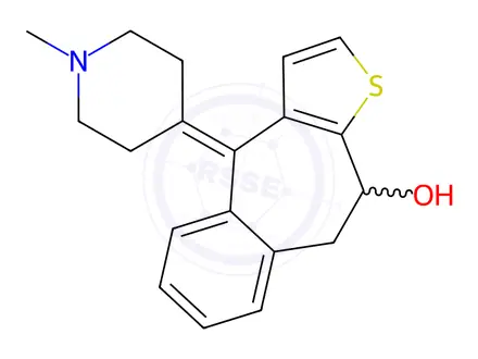 Chemical structure of 4-(1-Methylpiperidin-4-ylidene)-9,10-dihydro-4H-benzo[4,5]cyclohepta[1,2-b]thiophen-10-ol