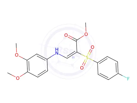 Chemical structure of Methyl (2E)-3-[(3,4-dimethoxyphenyl)amino]-2-(4-fluorobenzenesulfonyl)prop-2-enoate