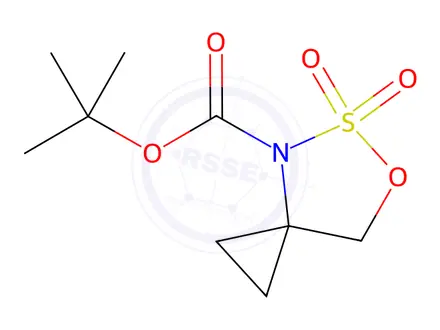 Chemical structure of 6-Oxa-5-thia-4-azaspiro[2.4]heptane-4-carboxylic acid, 1,1-dimethylethyl ester, 5,5-dioxide