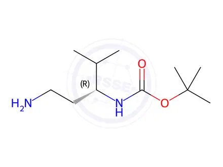 Chemical structure of Carbamic acid, N-[(1R)-1-(2-aminoethyl)-2-methylpropyl]-, 1,1-dimethylethyl ester