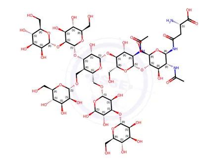 Chemical structure of (mannose)6-(N-acetylglucosamine)2-asparagine
