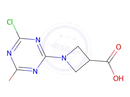 Chemical structure of 1-(4-Chloro-6-methoxy-1,3,5-triazin-2-yl)azetidine-3-carboxylic acid
