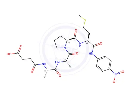 Chemical structure of Suc-Ala-Ala-Pro-Met-pNA