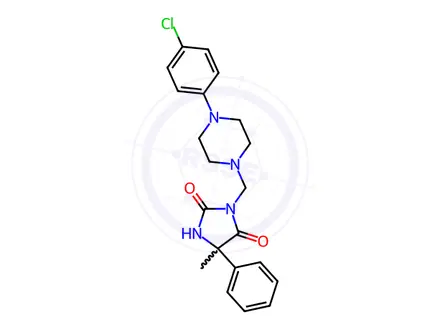 Chemical structure of Hydantoin, 3-((4-chlorophenylpiperazinyl)methyl)-5-methyl-5-phenyl-