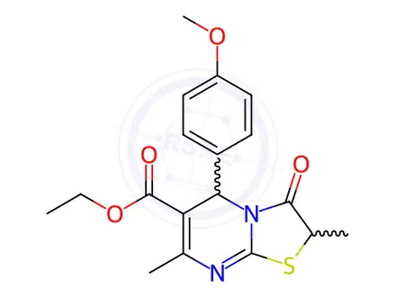 Chemical structure of Ethyl 5-(4-methoxyphenyl)-2,7-dimethyl-3-oxo-3,5-dihydro-2H-thiazolo[3,2-a]pyrimidine-6-carboxylate