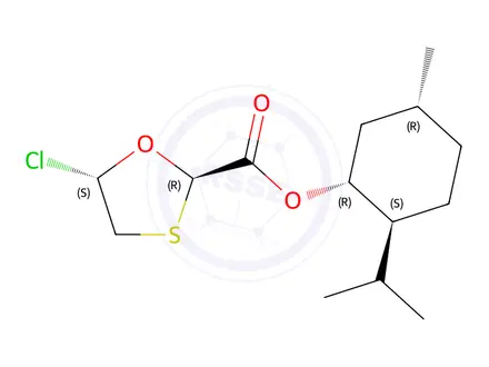 Chemical structure of (1R,2S,5R)-2-Isopropyl-5-methylcyclohexyl (2R,5S)-5-chloro-1,3-oxathiolane-2-carboxylate