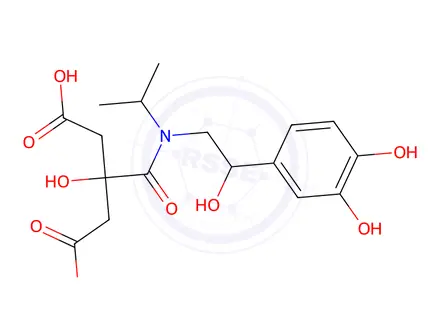 Chemical structure of 3-((2-(3,4-dihydroxyphenyl)-2-hydroxyethyl)(isopropyl)carbamoyl)-3-hydroxypentanedioic acid