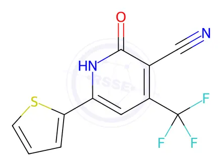 Chemical structure of 2-Oxo-6-(thiophen-2-yl)-4-(trifluoromethyl)-1,2-dihydropyridine-3-carbonitrile