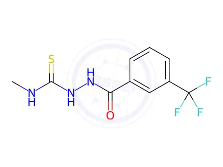 Chemical structure of N-methyl-2-(3-(trifluoromethyl)benzoyl)hydrazine-1-carbothioamide