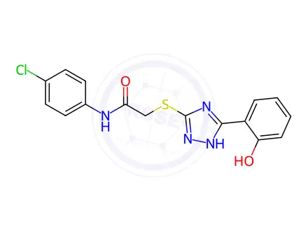 Chemical structure of N-(4-Chlorophenyl)-2-((3-(2-hydroxyphenyl)-1H-1,2,4-triazol-5-yl)thio)acetamide