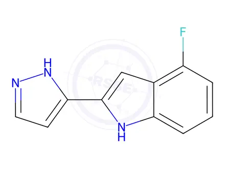 Chemical structure of 4-Fluoro-2-(1H-pyrazol-3-yl)-1H-indole