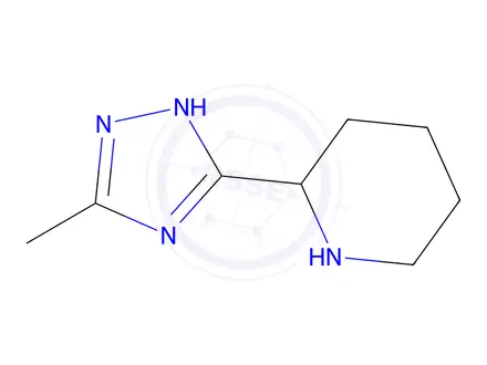 Chemical structure of 2-(5-methyl-1H-1,2,4-triazol-3-yl)piperidine hydrochloride