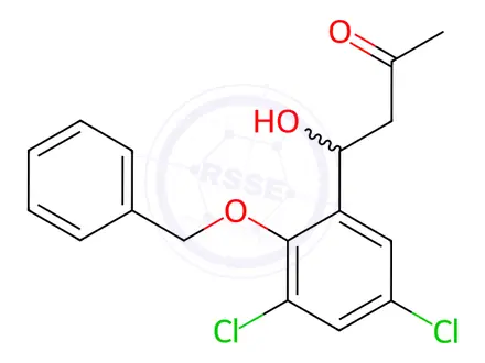 Chemical structure of 4-[2-(benzyloxy)-3,5-dichlorophenyl]-4-hydroxy-2-butanone
