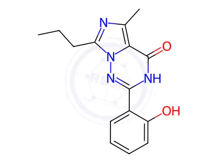 Chemical structure of Imidazo[5,1-f][1,2,4]triazin-4(1H)-one, 2-(2-hydroxyphenyl)-5-methyl-7-propyl-