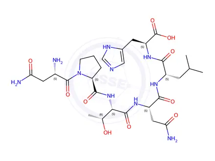 Chemical structure of H-ASN-PRO-THR-ASN-LEU-HIS-OH