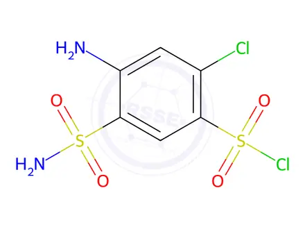 Chemical structure of 4-amino-2-chloro-5-sulfamoylbenzenesulfonyl chloride