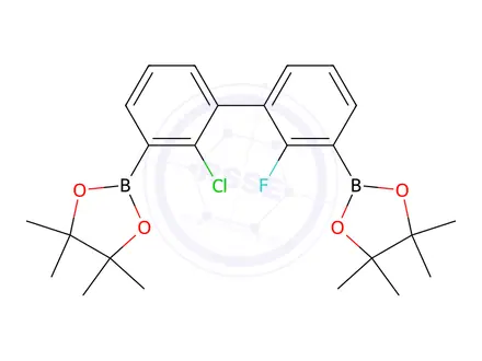 Chemical structure of 2,2'-(2-Chloro-2'-fluoro-[1,1'-biphenyl]-3,3'-diyl)bis(4,4,5,5-tetramethyl-1,3,2-dioxaborolane)