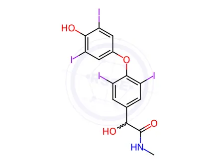 Chemical structure of α-Hydroxy-4-(4-hydroxy-3,5-diiodophenoxy)-3,5-diiodo-N-methyl-benzeneacetamide
