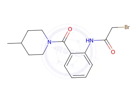 Chemical structure of 1138445-85-8 2-Bromo-N-{2-[(4-methyl-1-piperidinyl)carbonyl]-phenyl}acetamide 9151AC C15H19BrN2O2