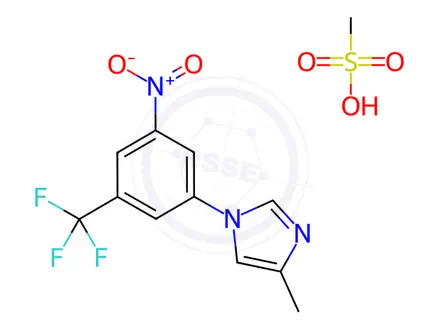 Chemical structure of 4-methyl-1-(3-nitro-5-(trifluoromethyl)phenyl)-1H-imidazole methanesulfonate