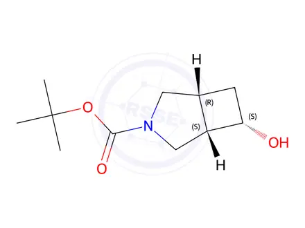Chemical structure of rel-(1R, 5S, 6S)-6-Hydroxy-3-aza-bicyclo[3.2.0]heptane-3-carboxylic acid tert-butyl ester