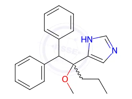 Chemical structure of 5-[1-(Diphenylmethyl)-1-methoxybutyl]-1H-imidazole