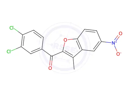 Chemical structure of (3,4-Dichlorophenyl)(3-methyl-5-nitro-1-benzofuran-2-yl)methanone