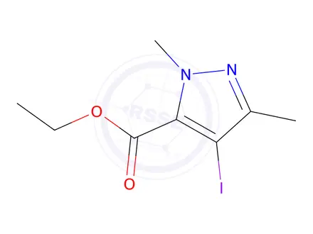 Chemical structure of Ethyl 4-iodo-1,3-dimethyl-1H-pyrazole-5-carboxylate